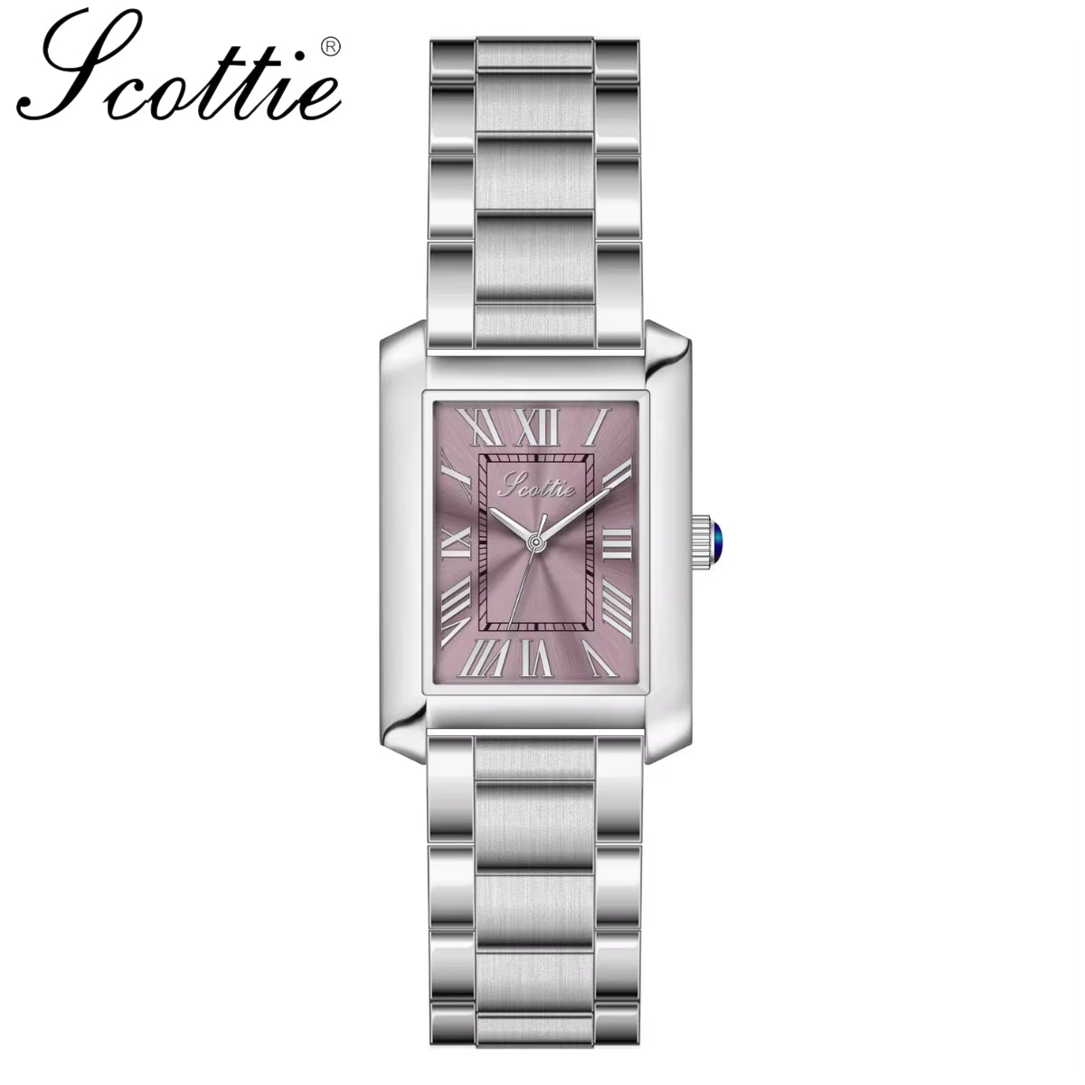 Scottie 9655 Women’s Classic Square Gold Watch – Luxury Stainless Steel Quartz Wristwatch Purple