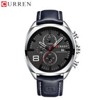 CURREN 8324 Luxury Sport Watch – Waterproof Quartz Chronograph with Date Display Silver