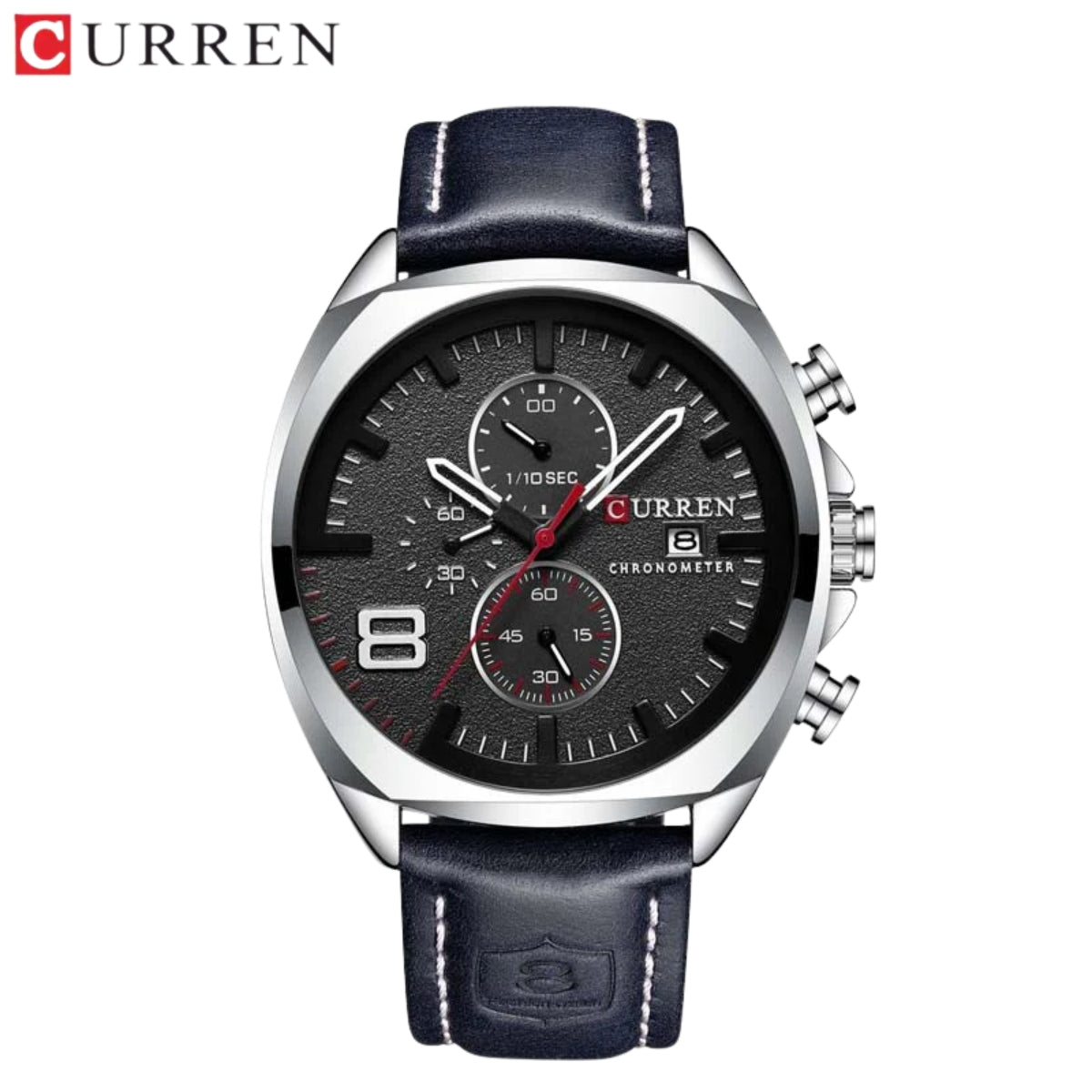 CURREN 8324 Luxury Sport Watch – Waterproof Quartz Chronograph with Date Display Silver