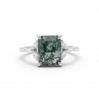Timeless Emerald-Cut Moss Agate Ring