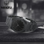 Nibosi 8102 Classic Arabic Numeral Men’s Watch - 40mm Ultra-Slim Polycarbon Quartz Movement with Premium Glass Dial Black