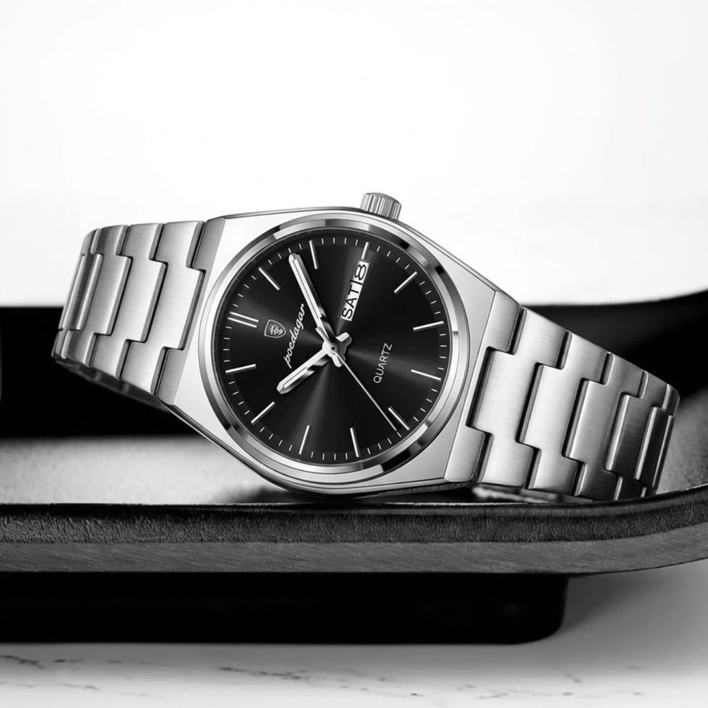 POEDAGAR 786 Luxury Women’s Stainless Steel Bracelet Watch – Waterproof Quartz Wristwatch with Luminous Hands Black