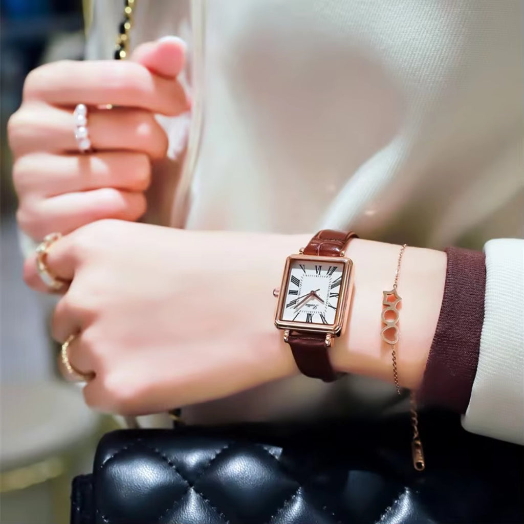 Scottie 9164 Women’s Luxury Fashion Watch – Waterproof Quartz Jewelry Wristwatch with Leather Band Brown