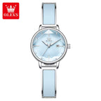 OLEVS 5656 Women’s Elegant Diamond Watch – Luxury Stainless Steel Quartz Waterproof - Steel Blue