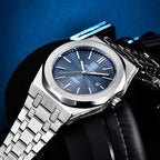 BENYAR 5156 Men's Luxury integrated-Bracelet "Royal Oak" Inspired Design - Silver and Blue Watch
