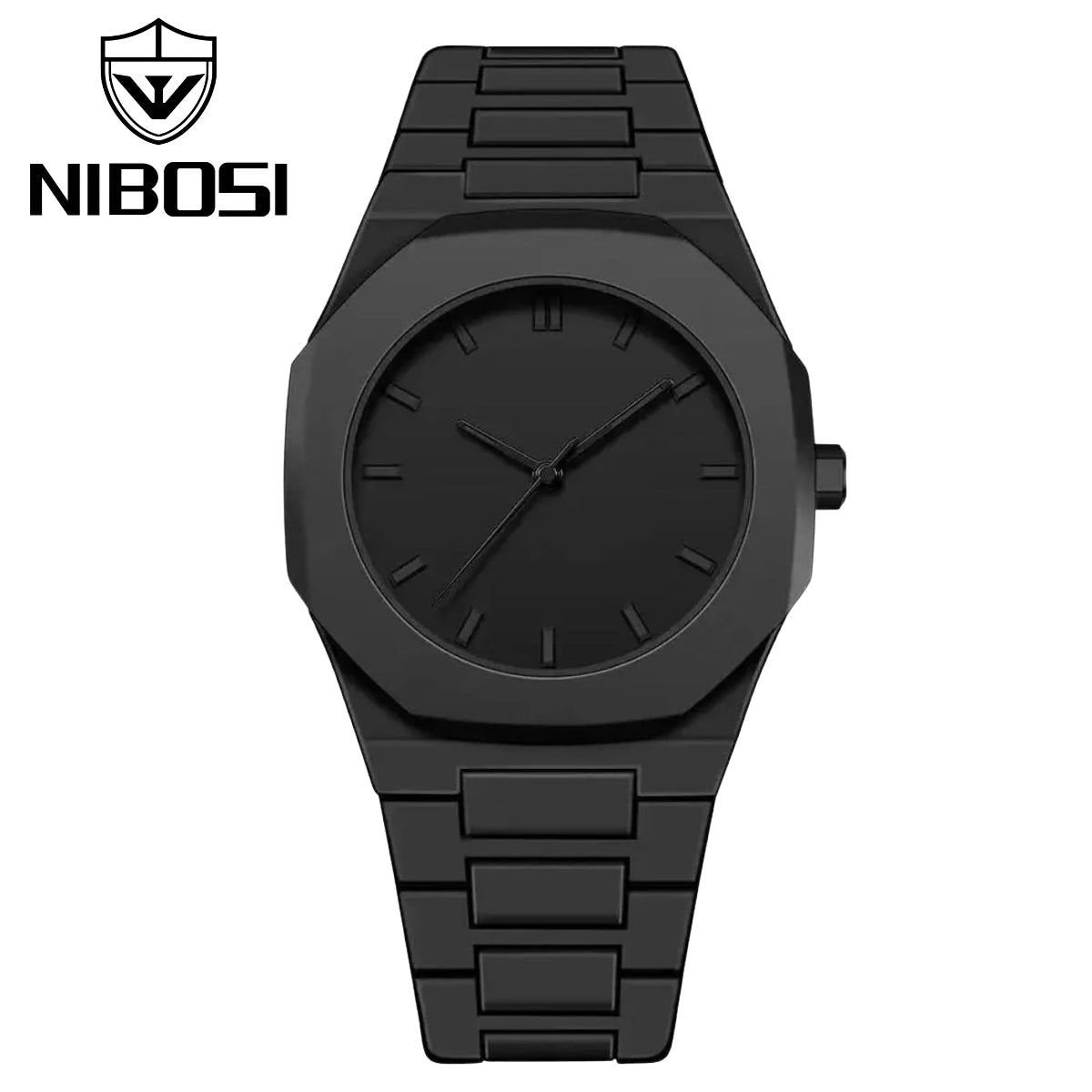 Nibosi 8102 Classic Men’s Watch - 40mm Ultra-Slim Polycarbon Quartz Movement with Premium Glass Dial Scale Black