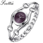 Scottie 9737 Women’s Luxury Watch – New Shape Alloy Wristwatch with Buckle Clasp Purple