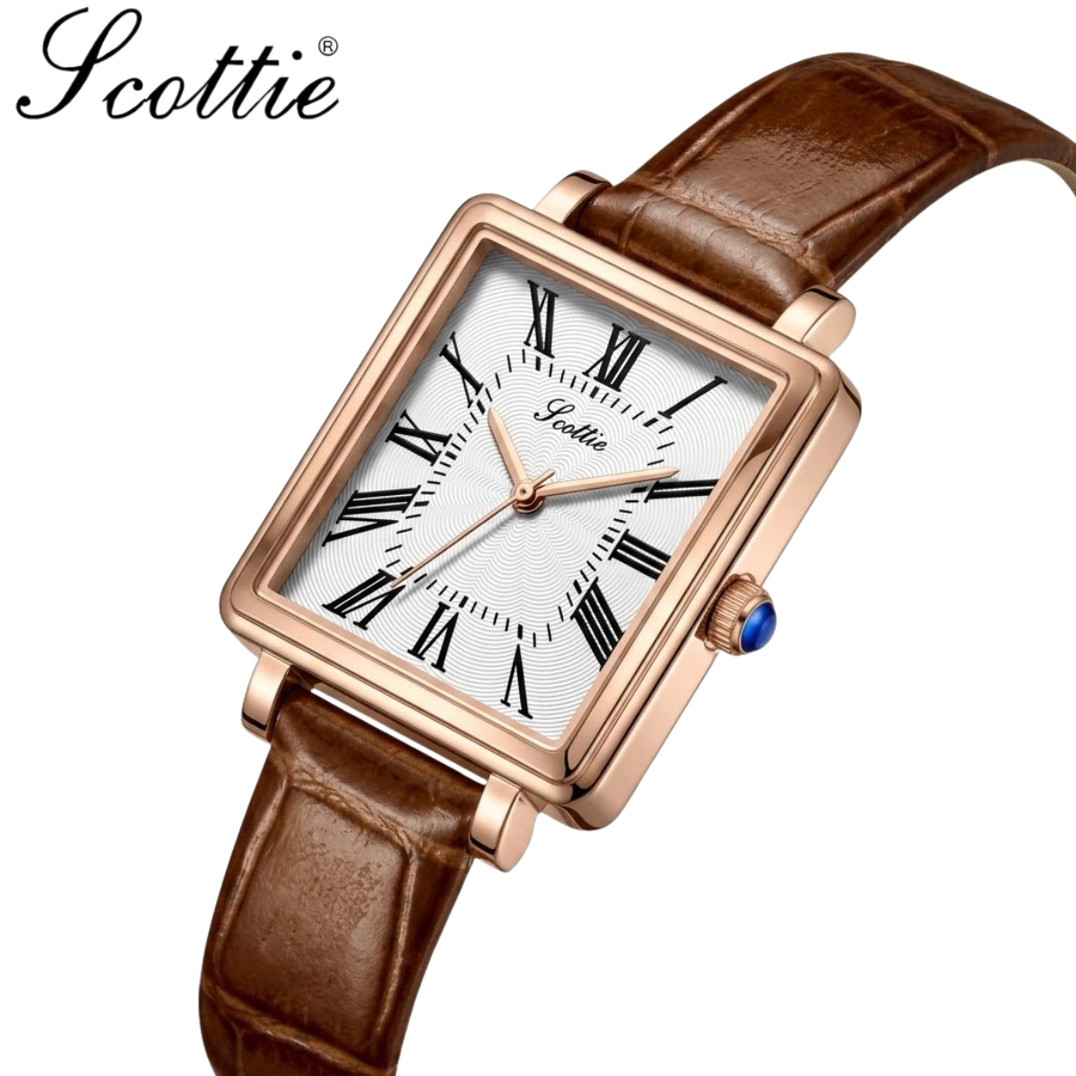 Scottie 9164 Women’s Luxury Fashion Watch – Waterproof Quartz Jewelry Wristwatch with Leather Band Brown