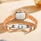 OLEVS 5641 Women’s Classic Square Watch – High Quality Stainless Steel - Rose White