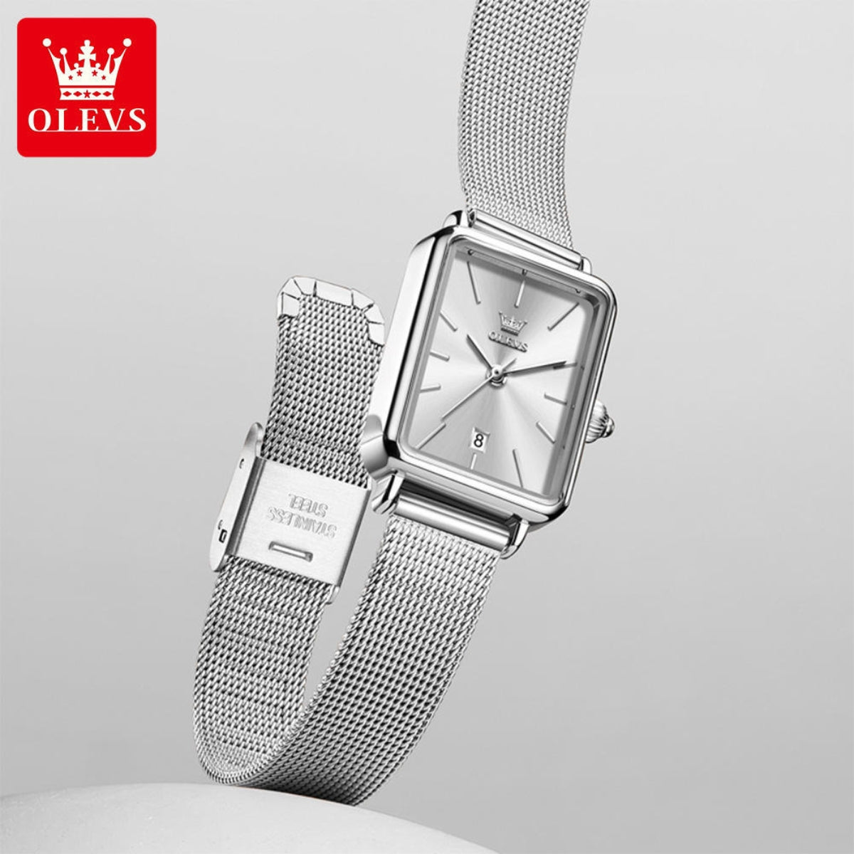 OLEVS 3692 Women’s Watch – Stainless Steel Quartz Wristwatch with Waterproof - Silvery White