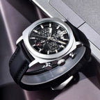 BENYAR 5205 Men's Watch – Sport Chronograph with Luminous Hands Black and Silver Dial