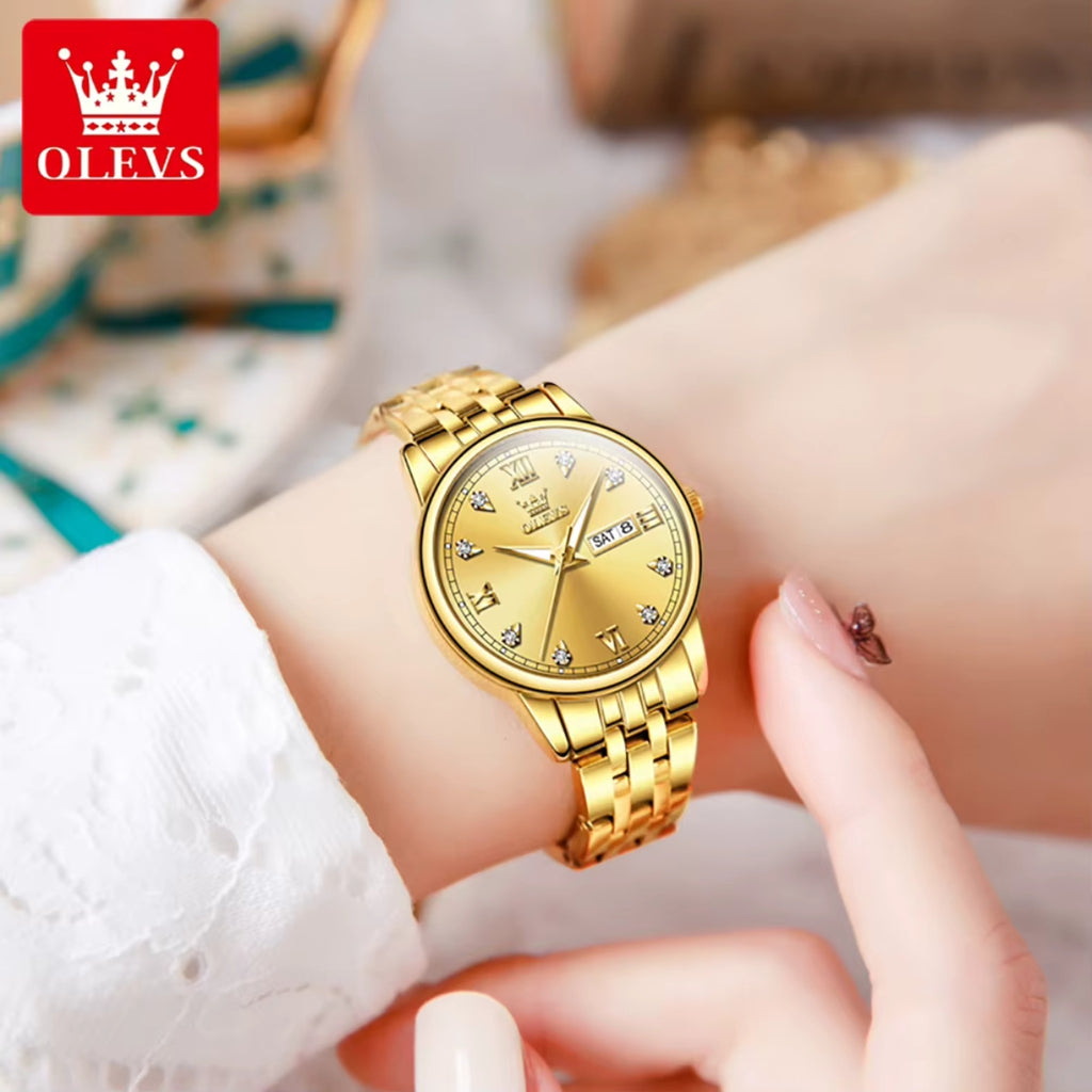 OLEVS 5525 Women’s Luxury Fashion Watch – Premium Quartz Ladies’ Wristwatch Gold