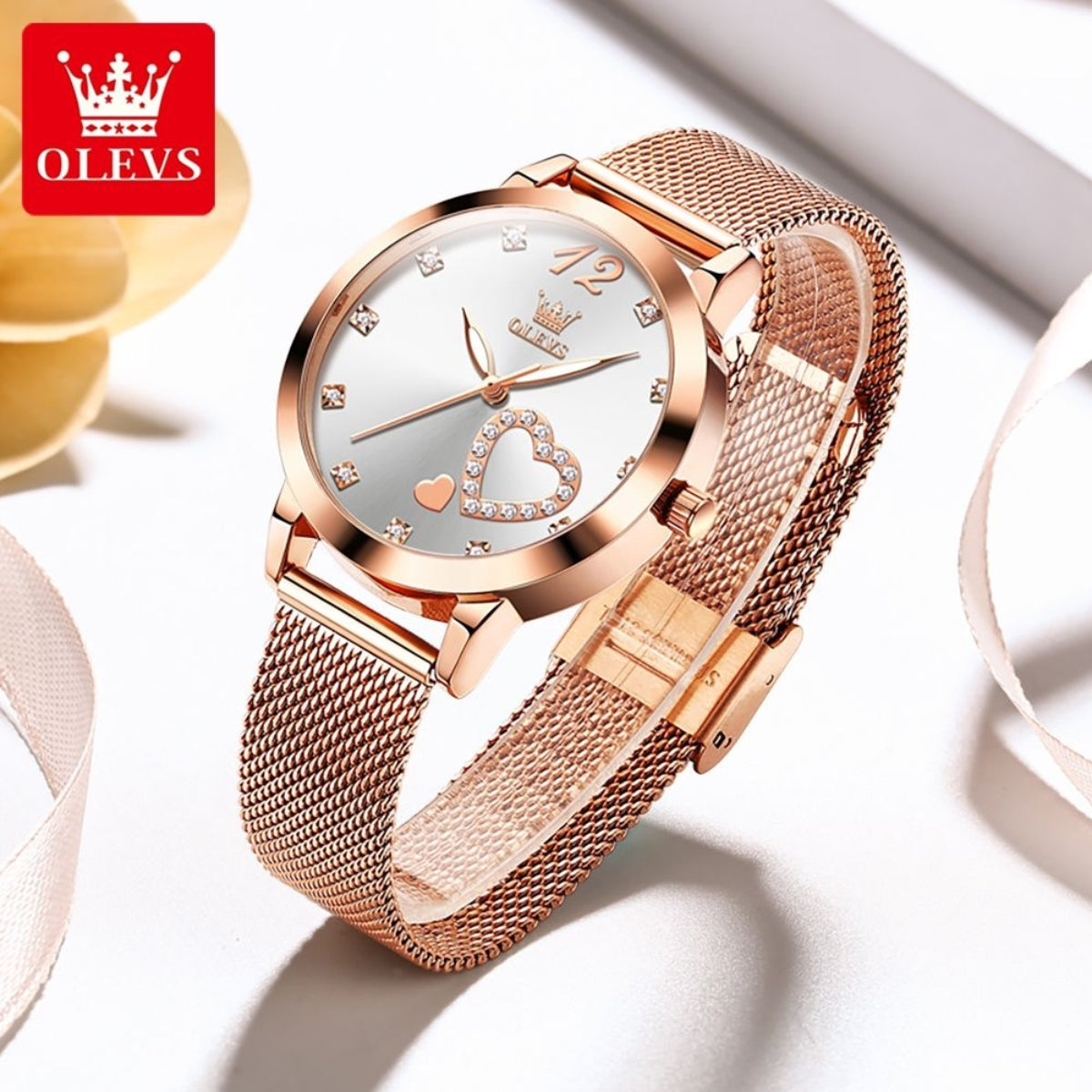 OLEVS 5189 Women’s Luxury Watch – Elegant Quality Stainless Steel Quartz Wristwatch for Ladies & Girls White