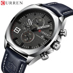 CURREN 8324 Luxury Sport Watch – Waterproof Quartz Chronograph with Date Display Silver