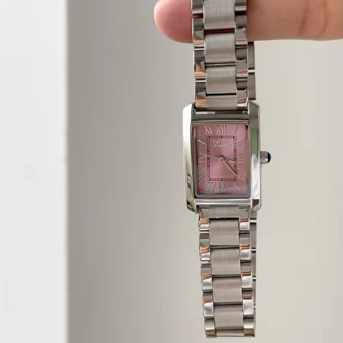 Scottie 9655 Women’s Classic Square Gold Watch – Luxury Stainless Steel Quartz Wristwatch Purple