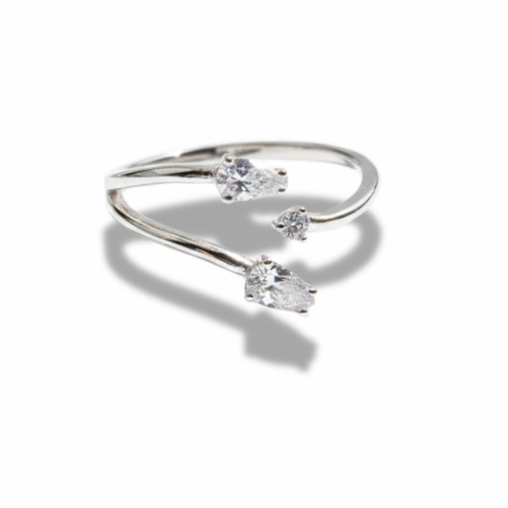 Open Ring with Pear Cut Crystals