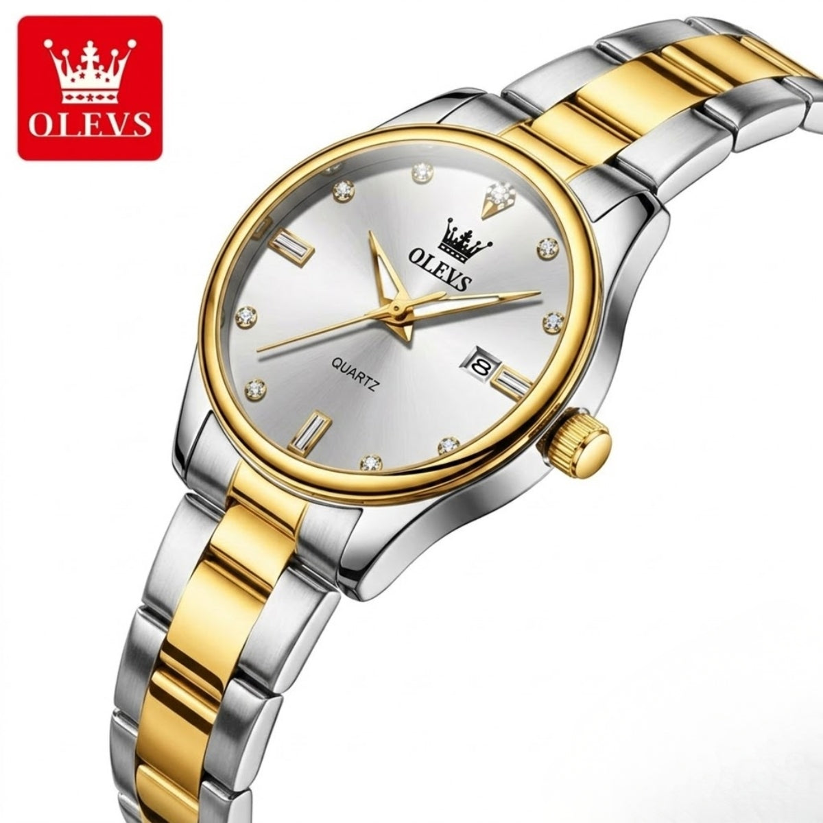 OLEVS 3621 Women’s Classic Watch – Stainless Steel Waterproof Quartz  Golden White