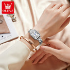 OLEVS 5641 Women’s Classic Square Watch – High Quality Stainless Steel - White