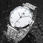 OLEVS 5596 Luxury Women's Watch – Quartz Wristwatch Set - Silvery White