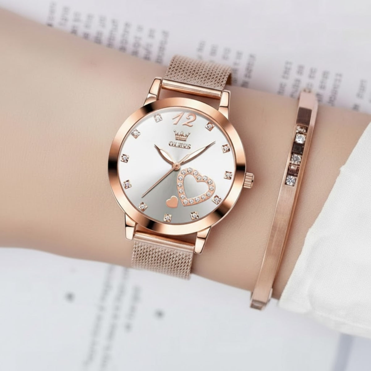 OLEVS 5189 Women’s Luxury Watch – Elegant Quality Stainless Steel Quartz Wristwatch for Ladies & Girls White