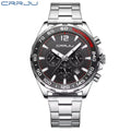 CRRJU 2299 Luxury Chronograph Watch – Premium Stainless Steel Bracelet, Elegant Business Wristwatch for Men Black Silver