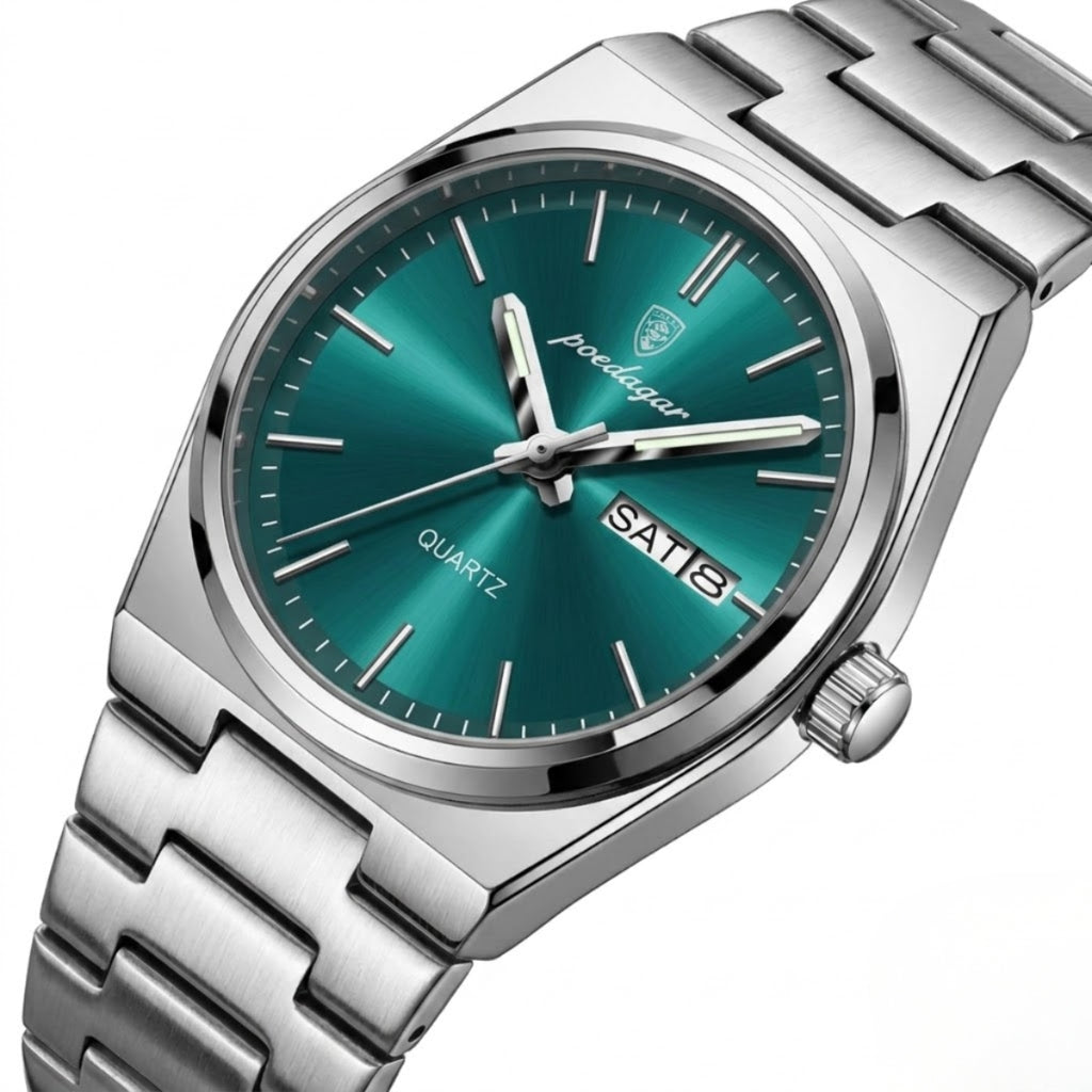 POEDAGAR 786 Luxury Women’s Stainless Steel Bracelet Watch – Waterproof Quartz Wristwatch with Luminous Hands Green