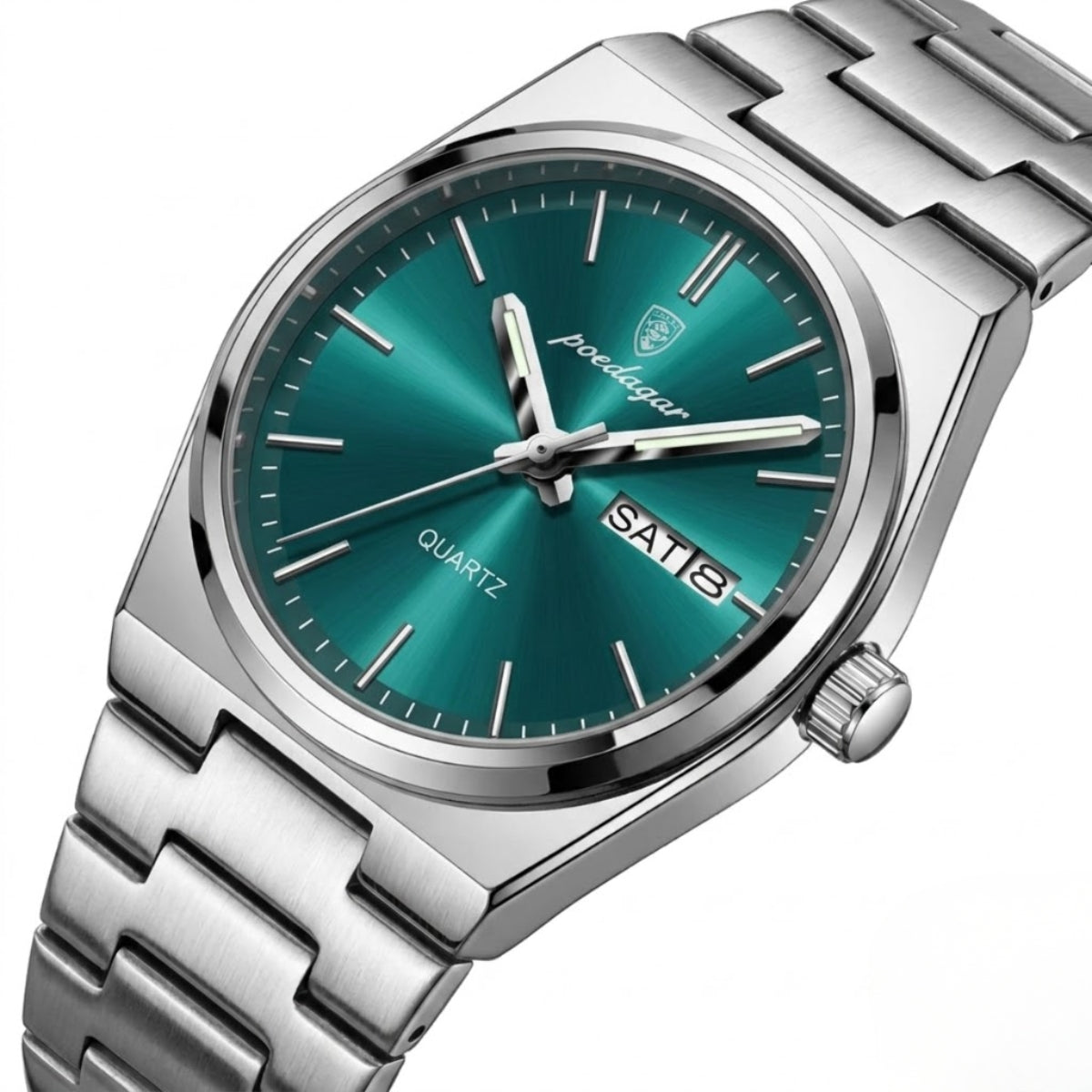 POEDAGAR 786 Luxury Women’s Stainless Steel Bracelet Watch – Waterproof Quartz Wristwatch with Luminous Hands Green