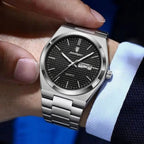 Poedagar 821 Men's Luxury Fashion Watch – Waterproof Luminous Quartz Wristwatch with Stainless Steel Band Black
