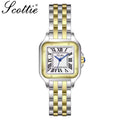 Scottie 9100 Women’s Square Watch – Luxury Stainless Steel Quartz with New Trendy Design Yellow,Gold and Silver