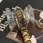 Scottie 9655 Women’s Classic Square Gold Watch – Luxury Stainless Steel Quartz Wristwatch  Black