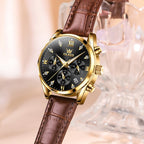 OLEVS 5523 Women’s Mini Multi-Function Watch – Luminous Chronograph Quartz Wristwatch with Leather Strap White