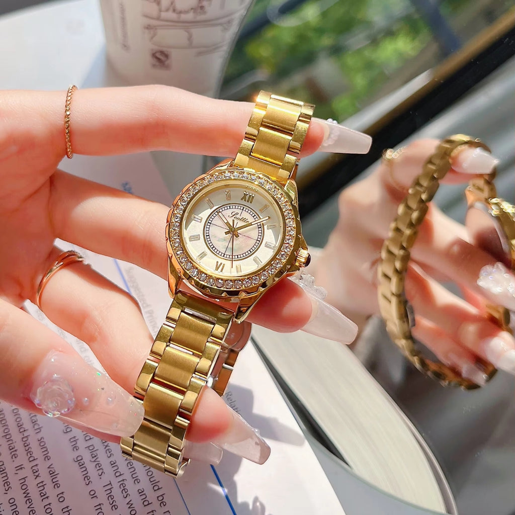 Scottie 9677 Women’s Gold Stainless Steel Watch – Waterproof Quartz Sport Wristwatch Gold
