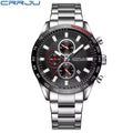 CRRJU 2306 Men’s High-Quality Sports Watch – Japanese Quartz Movement Waterproof with Luminous Hands Black Dial