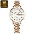 POEDAGAR 312 Women's Stainless Steel Quartz Watch – Waterproof Fashion Timepiece with Date Window White