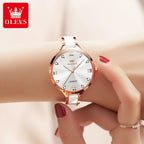 OLEVS 5872 Women’s Ceramic & Steel Watch –  Quartz Wristwatch for Ladies White