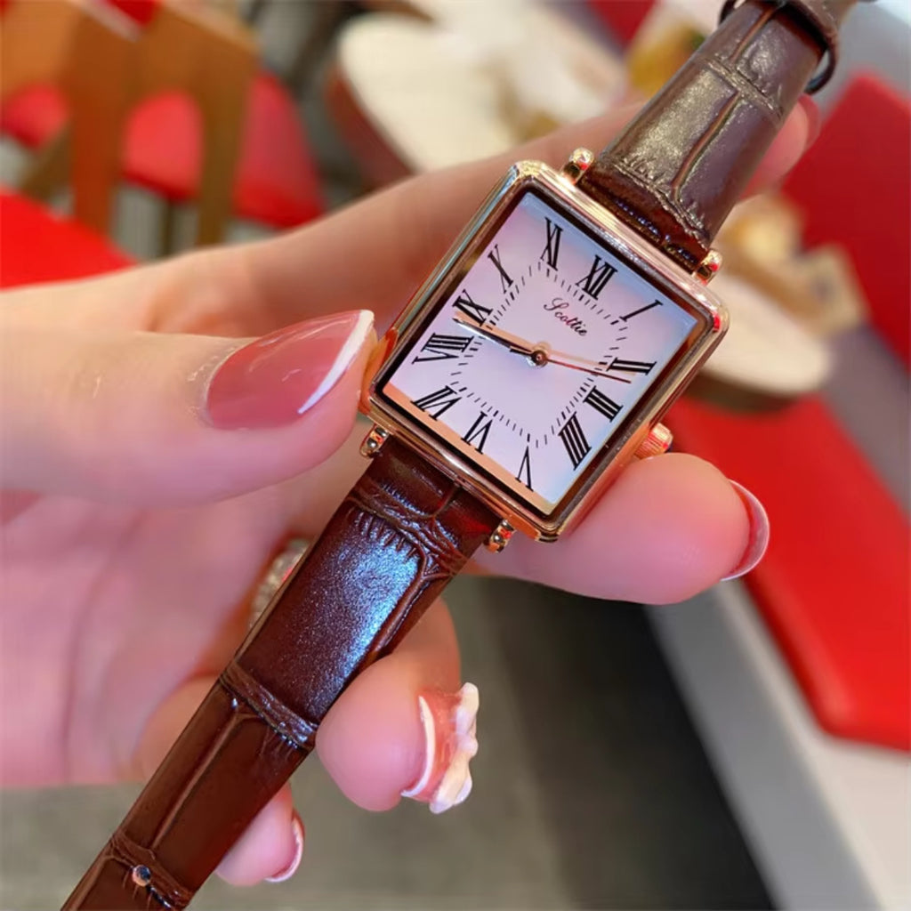 Scottie 9164 Women’s Luxury Fashion Watch – Waterproof Quartz Jewelry Wristwatch with Leather Band Brown