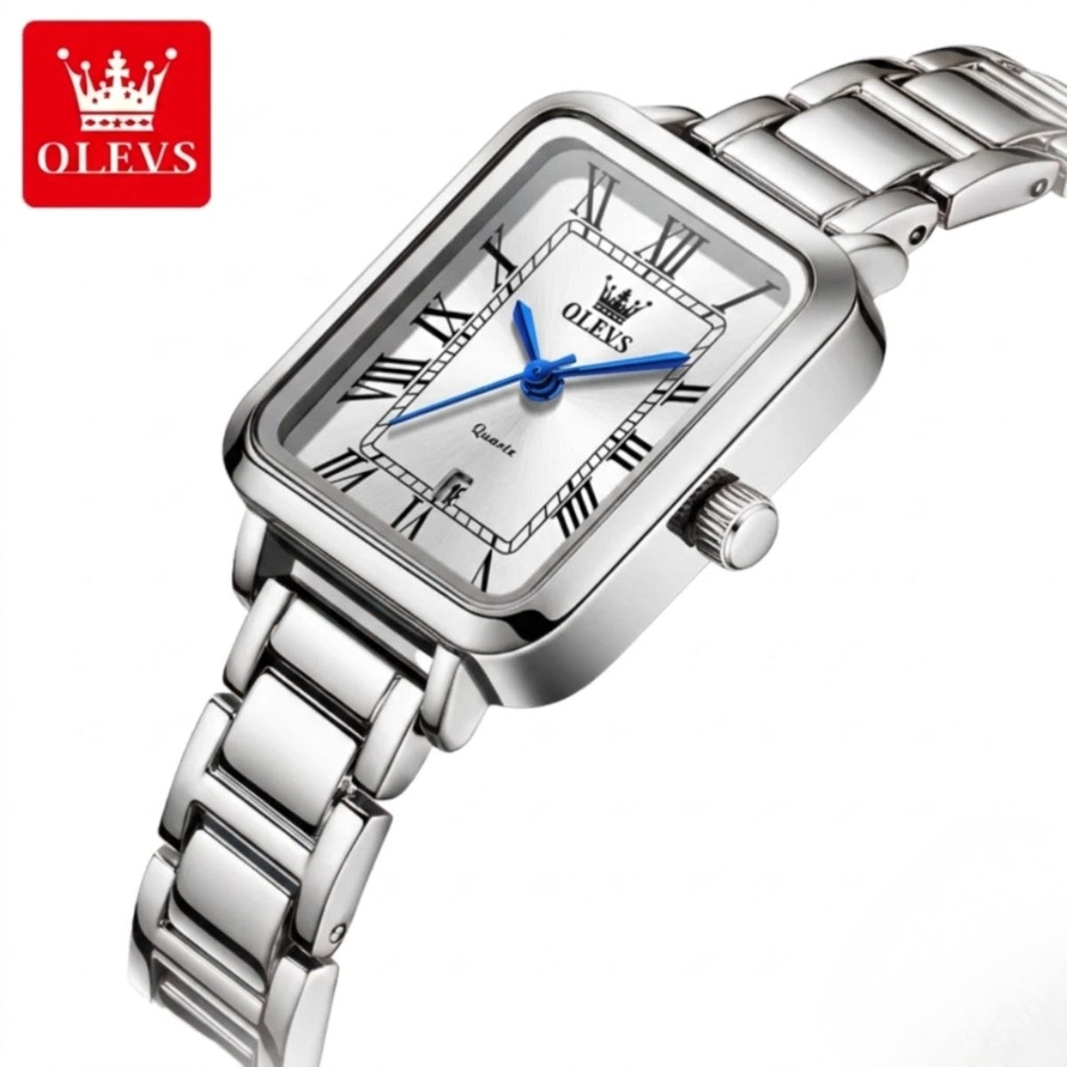 OLEVS 5641 Women’s Classic Square Watch – High Quality Stainless Steel - White