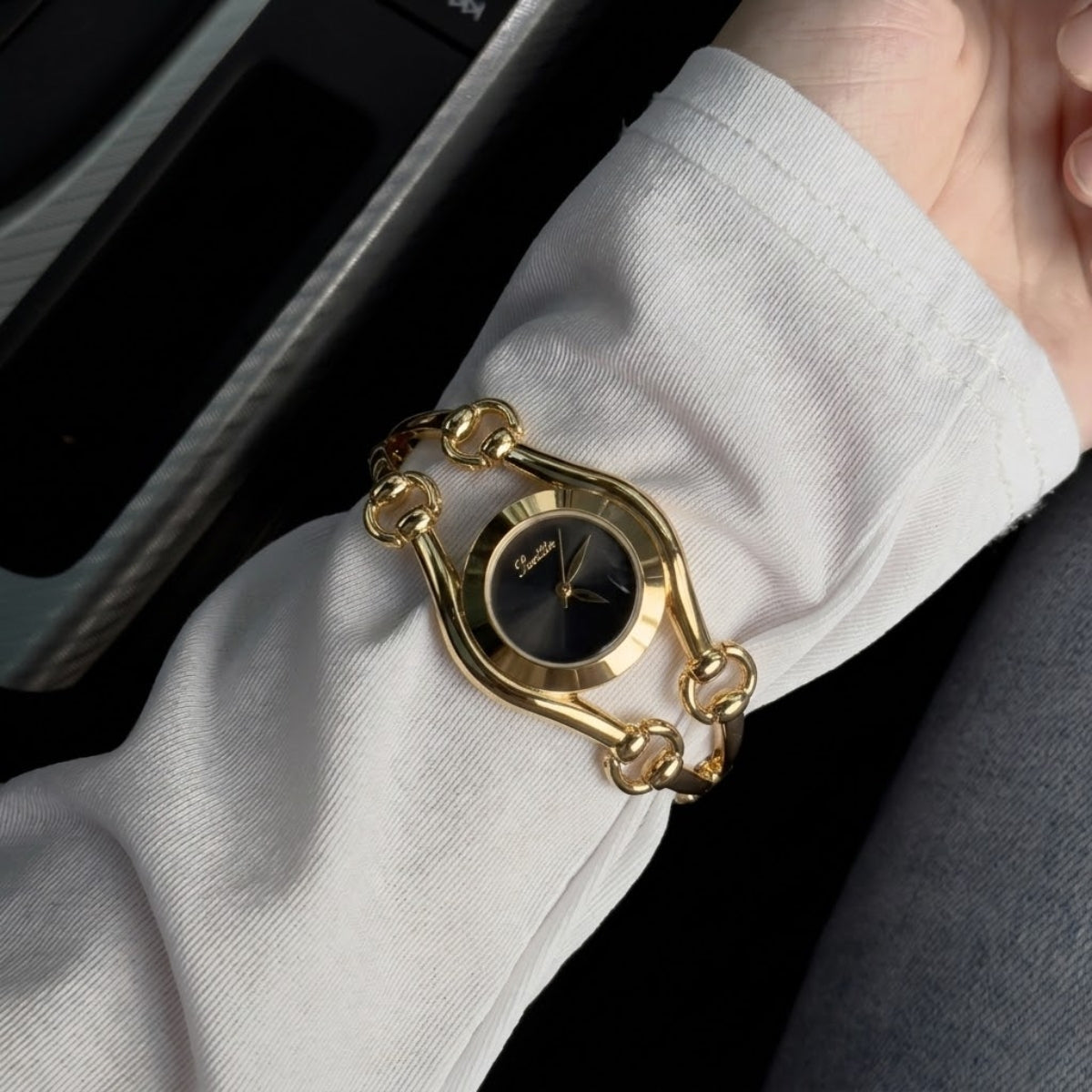 Scottie 9737 Women’s Luxury Watch – New  Shape Alloy Wristwatch with Buckle Clasp Gold and Black