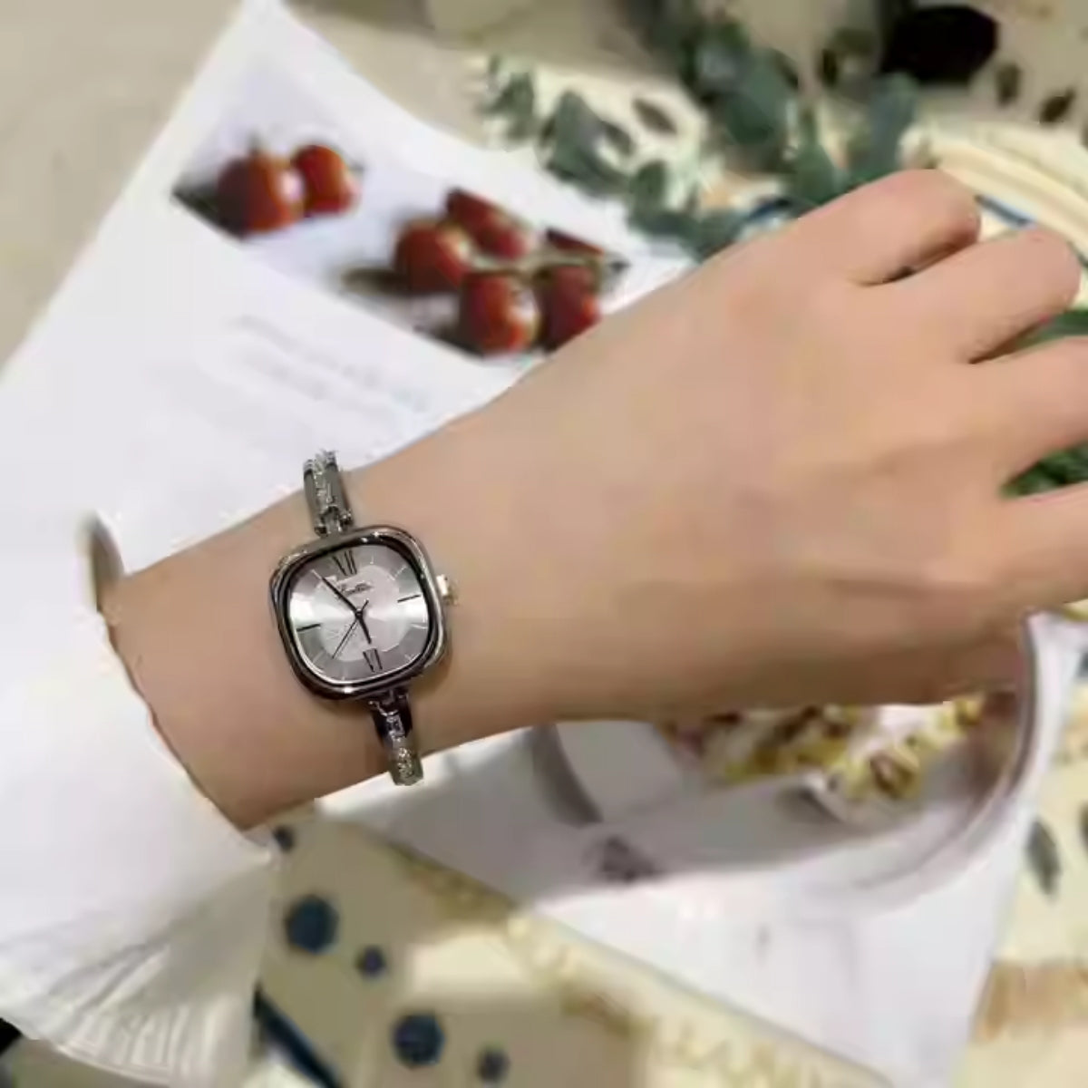 Scottie 9327 Latest Women’s Square Watch – Slim Stainless Steel Minimalist Quartz Wristwatch White