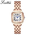 Scottie 9100 Women’s Square Watch – Luxury Stainless Steel Quartz with New Trendy Design Rose Gold