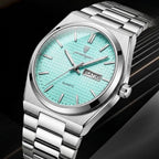 Poedagar 821 Men's Luxury Fashion Watch – Waterproof Luminous Quartz Wristwatch with Stainless Steel Band Light Blue