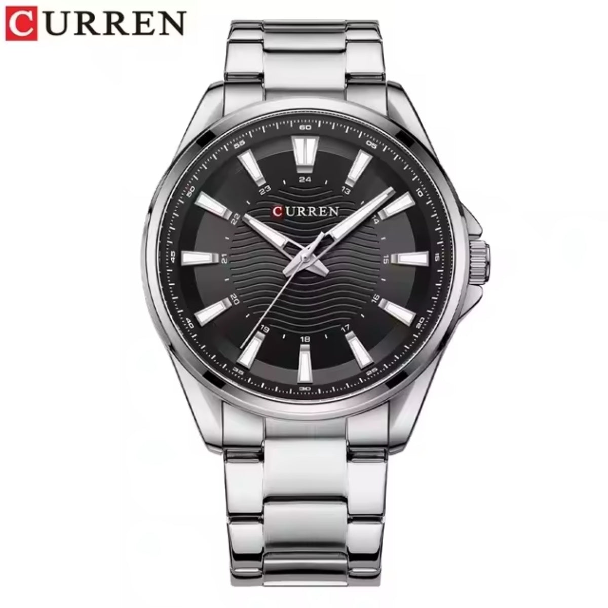 CURREN 8424 Black Men's Stainless Steel Quartz Wristwatch