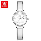 OLEVS 5656 Women’s Elegant Diamond Watch – Luxury Stainless Steel Quartz Waterproof - Steel Gray