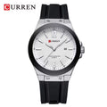 CURREN 8467 Men Watch Waterproof Quartz Silicone Strap Black and White
