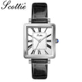 Scottie 9164 Women’s Luxury Fashion Watch – Waterproof Quartz Jewelry Wristwatch with Leather Band Black and Silver