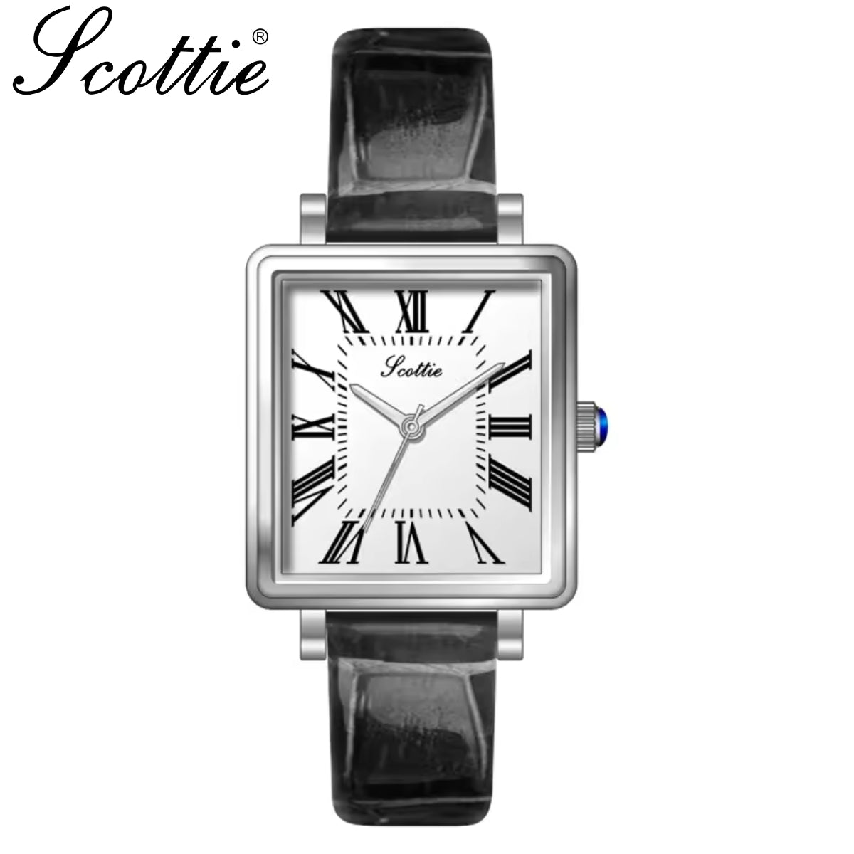 Scottie 9164 Women’s Luxury Fashion Watch – Waterproof Quartz Jewelry Wristwatch with Leather Band Black and Silver