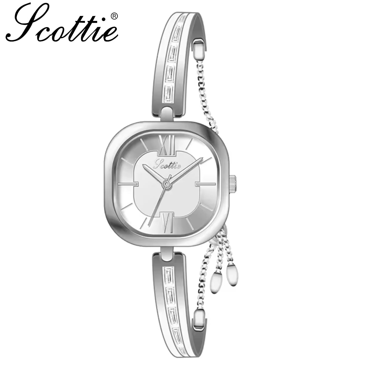 Scottie 9327 Latest Women’s Square Watch – Slim Stainless Steel Minimalist Quartz Wristwatch White