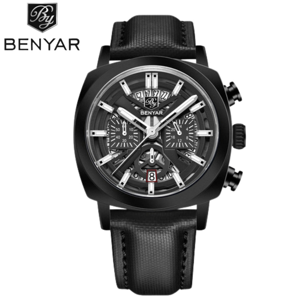 BENYAR 5205 Men's Watch – Sport Chronograph with Luminous Hands Black Dial