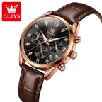 OLEVS 5523 Women’s Mini Multi-Function Watch – Luminous Chronograph Quartz Wristwatch with Leather Strap White