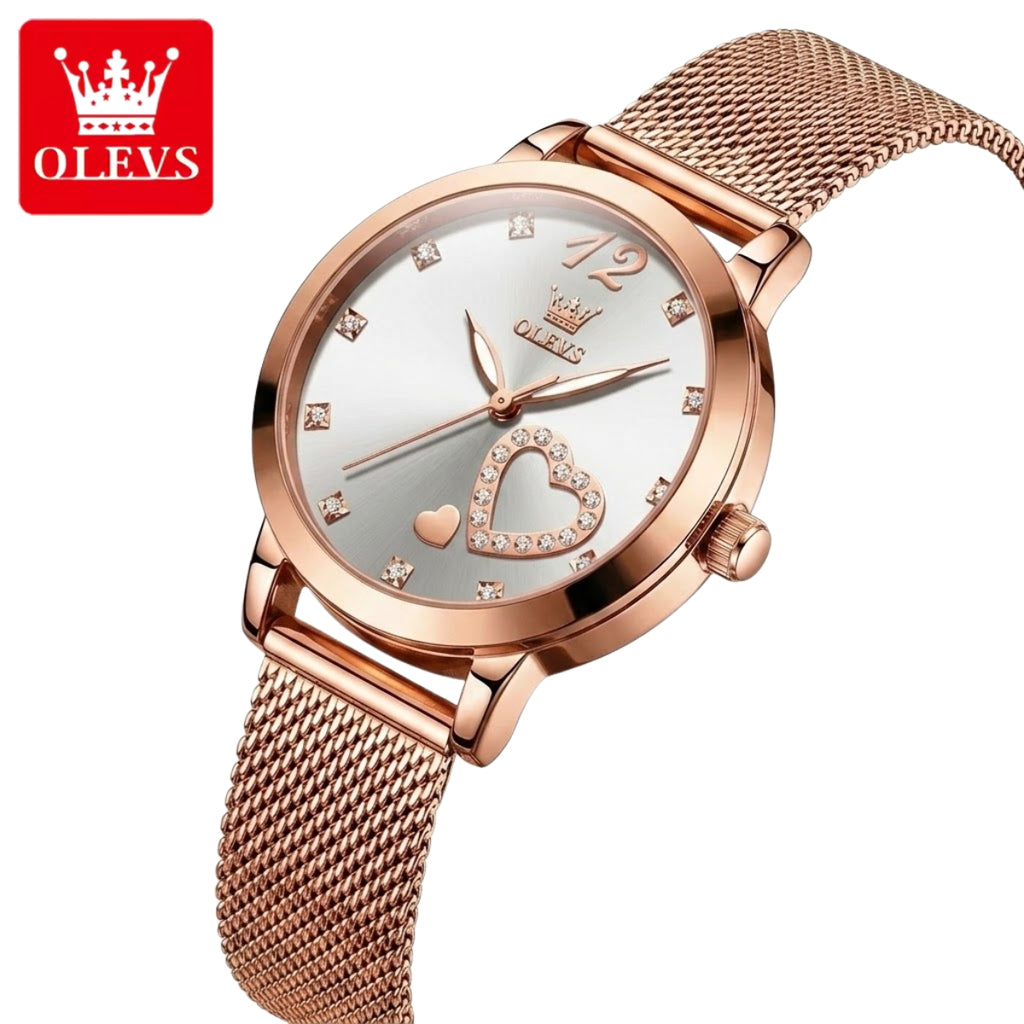 OLEVS 5189 Women’s Luxury Watch – Elegant Quality Stainless Steel Quartz Wristwatch for Ladies & Girls White